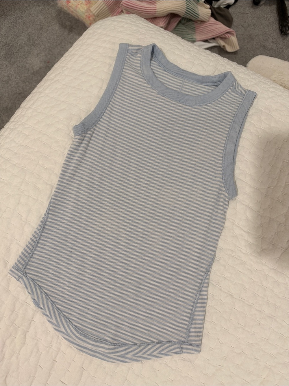 lululemon athletica Light Blue & White Striped Tank Top